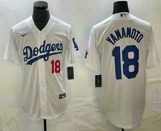 Mens Los Angeles Dodgers #18 Yoshinobu Yamamoto Number White Stitched Cool Base Nike Jersey->los angeles dodgers->MLB Jersey